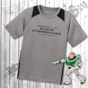 New Hand Printed Kids XS Buzz Lightyear Star Command Crew Neck Movie T-Shirt Tee